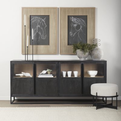 Alternative view of Sloan 80.0L x 17.0W x 36.0H Black Wood W/Black Metal Frame Sideboard