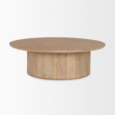 Alternative view of Terra 48L x 48W x 15H Light Brown Wood Round Coffee Table
