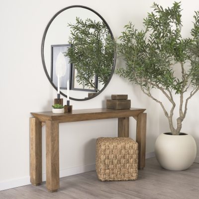 Alternative view of Adele  17.7L x 17.7W x 17.7H Medium Brown Seagrass Woven Square Pouf