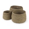 Jarek 15.0L x 15.0W x 11.8H (Set of 3) Medium Brown Seagrass Basket Cross Weave Round Basket 2 0049655 69598 A