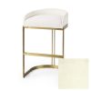 Hollyfield II Cream Fabric Seat W/ Gold Metal Base Bar Stool