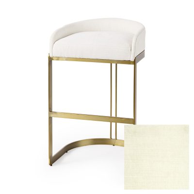 Hollyfield II Cream Fabric Seat W/ Gold Metal Base Bar Stool