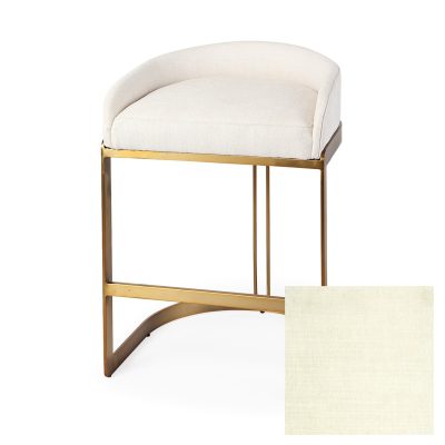 Hollyfield II Cream Fabric Seat W/ Gold Metal Base Counter Stool