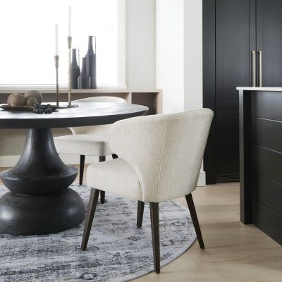 Alternative view of Niles 22.5L x 24.5W x 32H Cream Fabric Seat W/ Dark Brown Wooden Legs Wingback Dining Chair