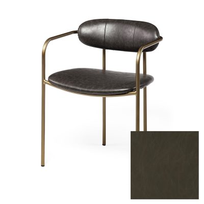 Parker Black Leather Seat Gold Metal Dining Chair