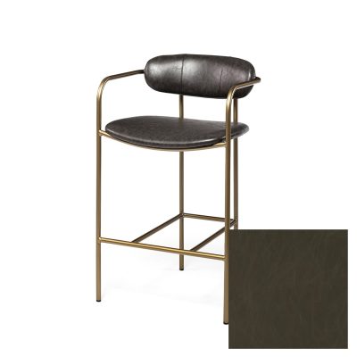 Parker Black Leather Seat Gold Metal Counter Stool