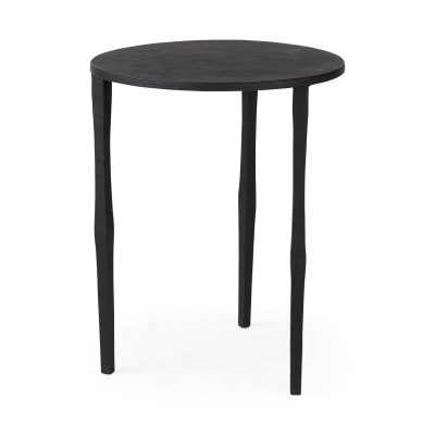 Timothy 16.0L x 16.0W X 20.0H Ebony Black Iron Side Table