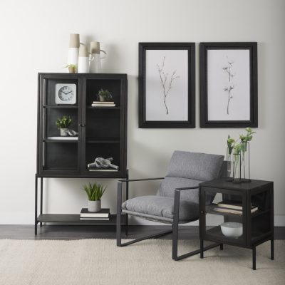 Alternative view of Arelius 20L x 18W x 26H Black-Brown Wood W/ Black Metal Frame End/Side Table