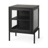 Arelius 20L x 18W x 26H Black-Brown Wood W/ Black Metal Frame End/Side Table