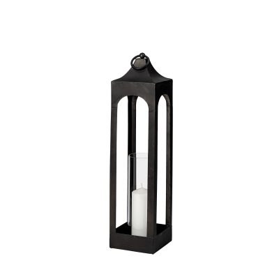 Ina Tall Charcoal Metal Candle Holder Lantern