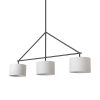 Nelly 60x74 Black Metal Pipe White Shade Three Bulb Chandelier Light