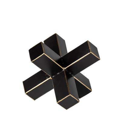 Abel (Small) 8L x 7W Black Metal Jack W/ Gold Accents