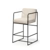 Stamford 36.5" Light Beige Upholstered Seat w/ Wood Back, Metal Frame Counter Stool 2 0098074 S03980 A