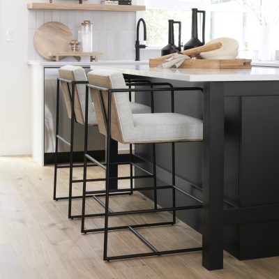 Alternative view of Stamford 36.5" Light Beige Upholstered Seat w/ Wood Back, Metal Frame Counter Stool