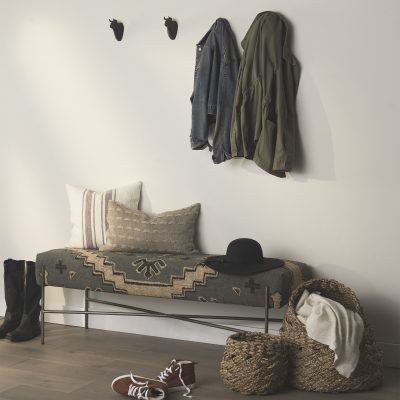 Alternative view of Avery I 55L x 17W Multi Colored Upholstered Patterned Seat Accent Bench