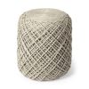 Allium Oatmeal Handwoven Wool Cylindrical Pouf