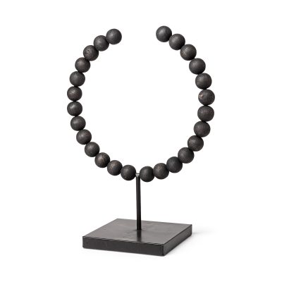 Tulane II (Large) 12L x 6W Black Beaded Broken Sphere Decorative Object