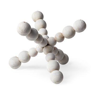 Carrollton II (Large) 9L x 9W Off-White Geometric Wood Ball Jack