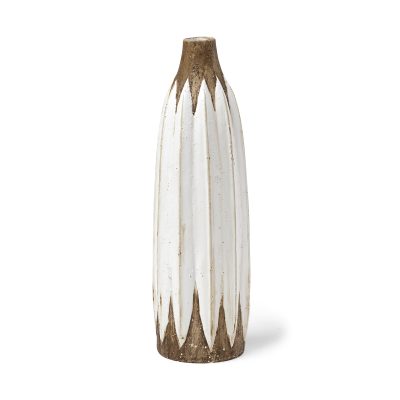 Sisko II Tall Rustic Brown White Ceramic Vase