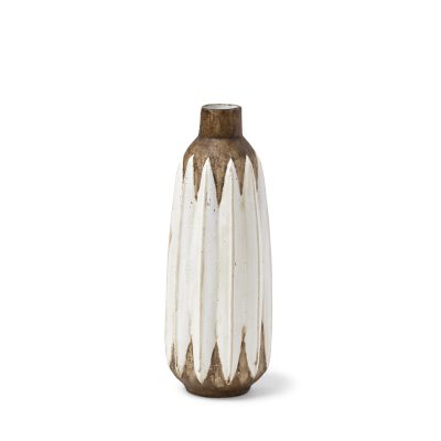 Sisko I Short Rustic Brown White Ceramic Vase