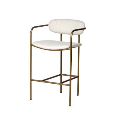 Parker Cream Fabric Seat Gold Metal Counter Stool