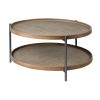 Kade 33" Round Brown Table Gray Metal Frame Two-Tier Coffee Table 2 0029938 68542 A