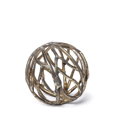 Sphaira Noir I Small 5L x 5W Gold Cast Aluminum Decorative Tree Branch Orb