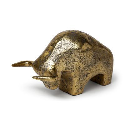 Tauro I 9L x 4W Gold Cast Aluminum Raging Bull
