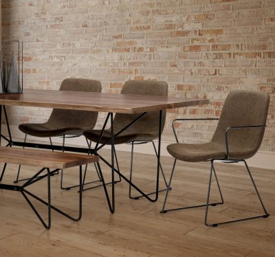 Alternative view of Sawyer I Brown Faux-Leather Seat BlackIron Frame Dining Chair