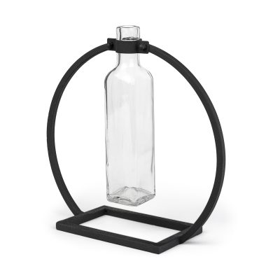 Monica II Tall Black Metal Glass Bottle Vase