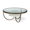 Reinhardt 36" Round Glass Top Marble Shelf Gold Metal Base Coffee Table 1 0034316 67804 A