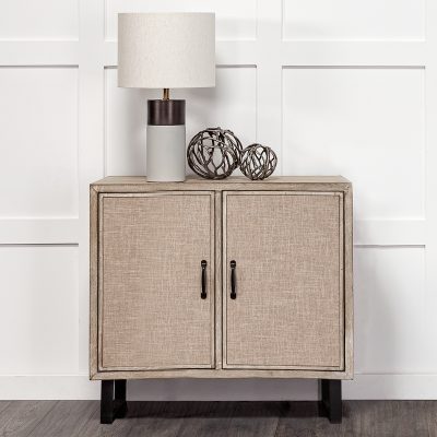 Alternative view of Bellefontaine 34L x 16W Natural Fir Veneer And Fabric 2 Door Accent Cabinet