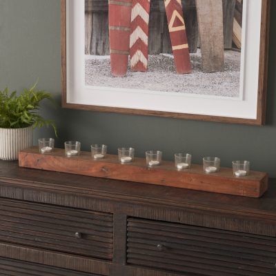 Alternative view of Lakara Reclaimed Wood Eight Tealight Table Candle Holder