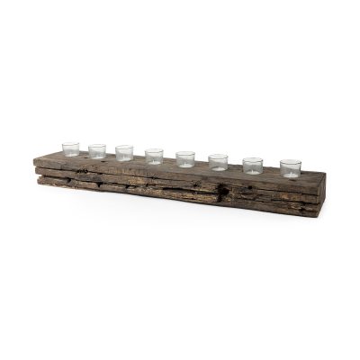 Lakara Reclaimed Wood Eight Tealight Table Candle Holder