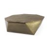 Esagono Octagonal Gold Metal-Clad Reclaimed Wood Coffee Table w/ Storage 1 0013462 67092 A