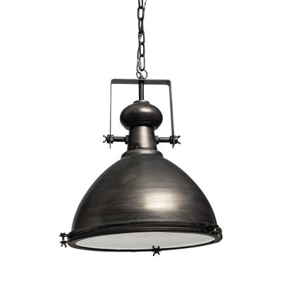 Bashaw I 17x20 Gray Toned Metal Dome Pendant Light