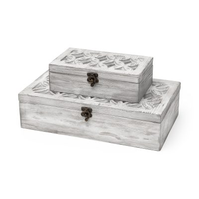 Floribundus (Set of 2) Off-White Decorative Boxes
