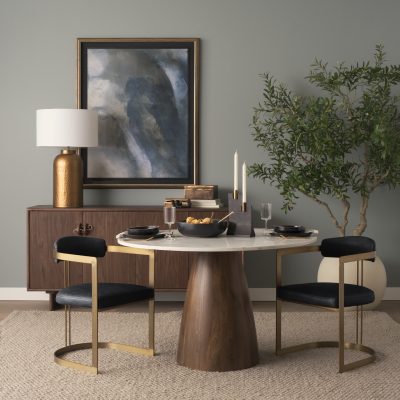 Alternative view of Hollyfield II Black Leather Seat Gold Iron Frame Dining Chair