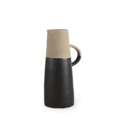 Garand Medium 15H Two-Toned Black/Natural Ceramic Jug