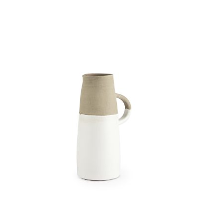 Garand Small 13H Two-Toned White Natural Ceramic Jug