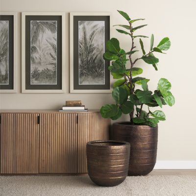 Alternative view of Aivana Large Antiqued Gold Metal Floor Vase