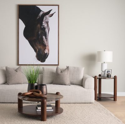 Alternative view of Jovia Brown Mango Wood W/ Cappuccino Marble Round Side Table