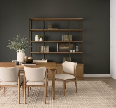 Alternative view of Baron 4-Door Light Brown Wood w/ Gunmetal Open Shelving Unit