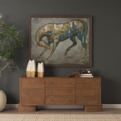 Alternative view of Jonan Medium Brown Wood w/ Dark Aged Brass 2 Door 3 Drawer Sideboard