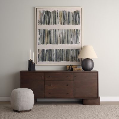 Alternative view of Jonan Dark Brown Wood w/ Dark Aged Brass 2 Door 3 Drawer Sideboard