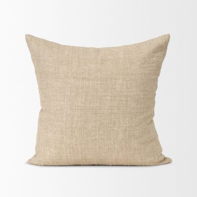 Alternative view of Jeren Beige Checker Textured Cotton-Linen Decorative Square Pillow Cover