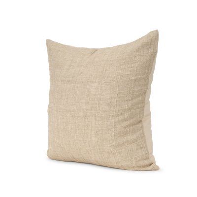 Jeren Beige Checker Textured Cotton-Linen Decorative Square Pillow Cover