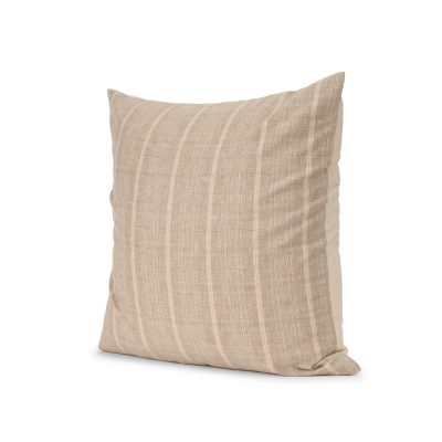 Jensen Beige and Gray Plaid Cotton-Linen Decorative Square Pillow Cover
