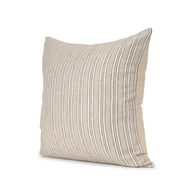 Jaxon Beige and Black Striped Cotton-Linen Decorative Square Pillow Cover