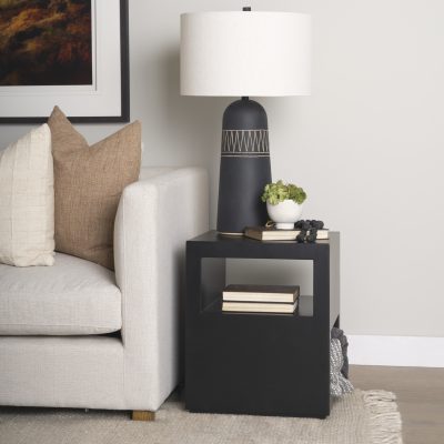 Alternative view of Vondra Matte Black Metal w/ Open Shelves Side table
